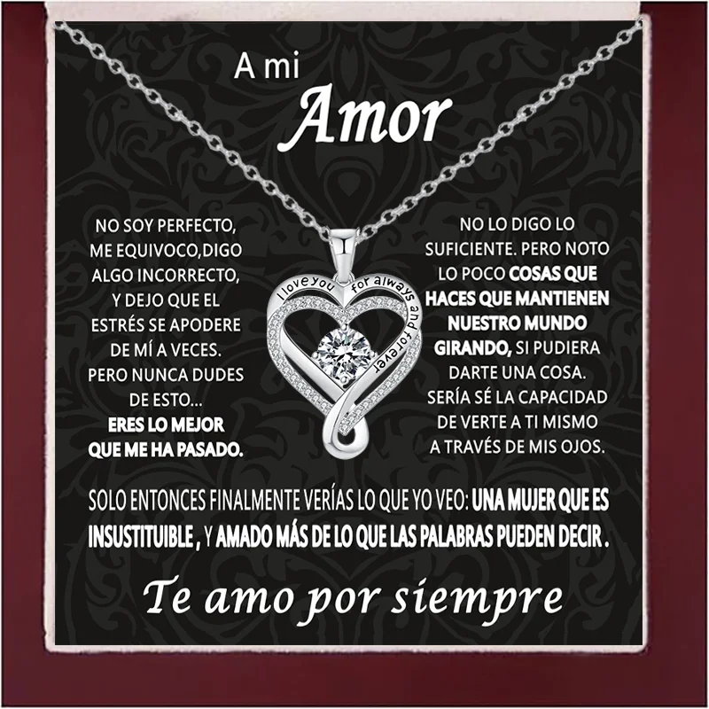 To My Love Eternal Heart Double Layered Heart Shaped Necklace with Gift Box for Gilrfriend Wife Christmas Valentine'S Day Gifts
