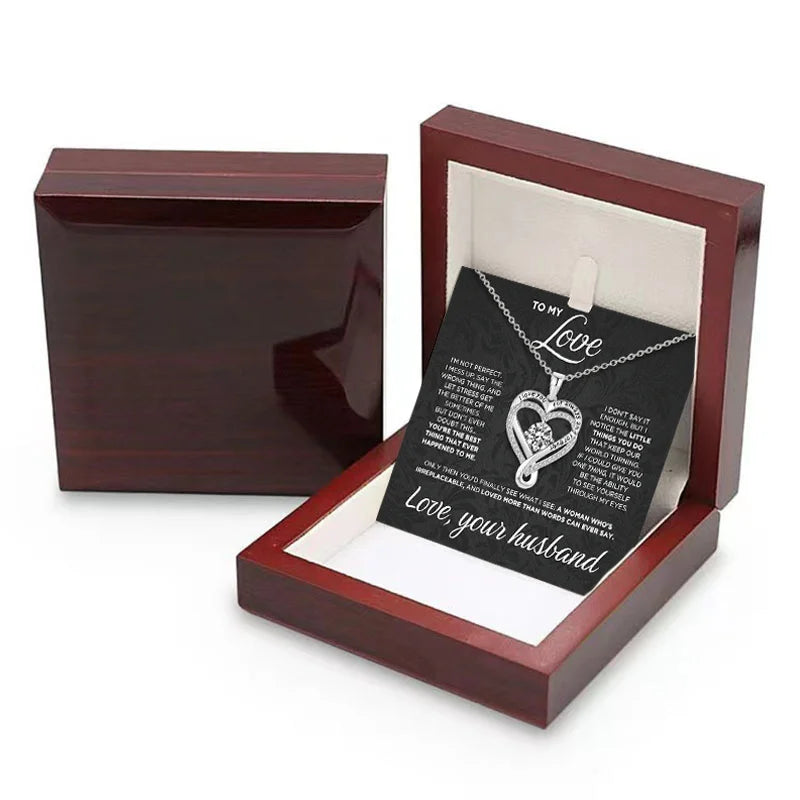 To My Love Eternal Heart Double Layered Heart Shaped Necklace with Gift Box for Gilrfriend Wife Christmas Valentine'S Day Gifts