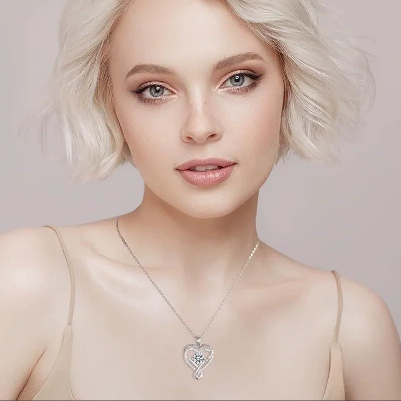 To My Love Eternal Heart Double Layered Heart Shaped Necklace with Gift Box for Gilrfriend Wife Christmas Valentine'S Day Gifts