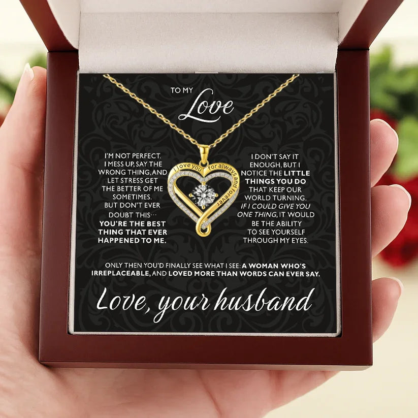 To My Love Eternal Heart Double Layered Heart Shaped Necklace with Gift Box for Gilrfriend Wife Christmas Valentine'S Day Gifts