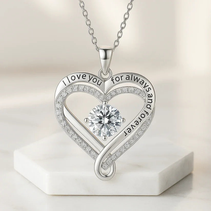 To My Love Eternal Heart Double Layered Heart Shaped Necklace with Gift Box for Gilrfriend Wife Christmas Valentine'S Day Gifts